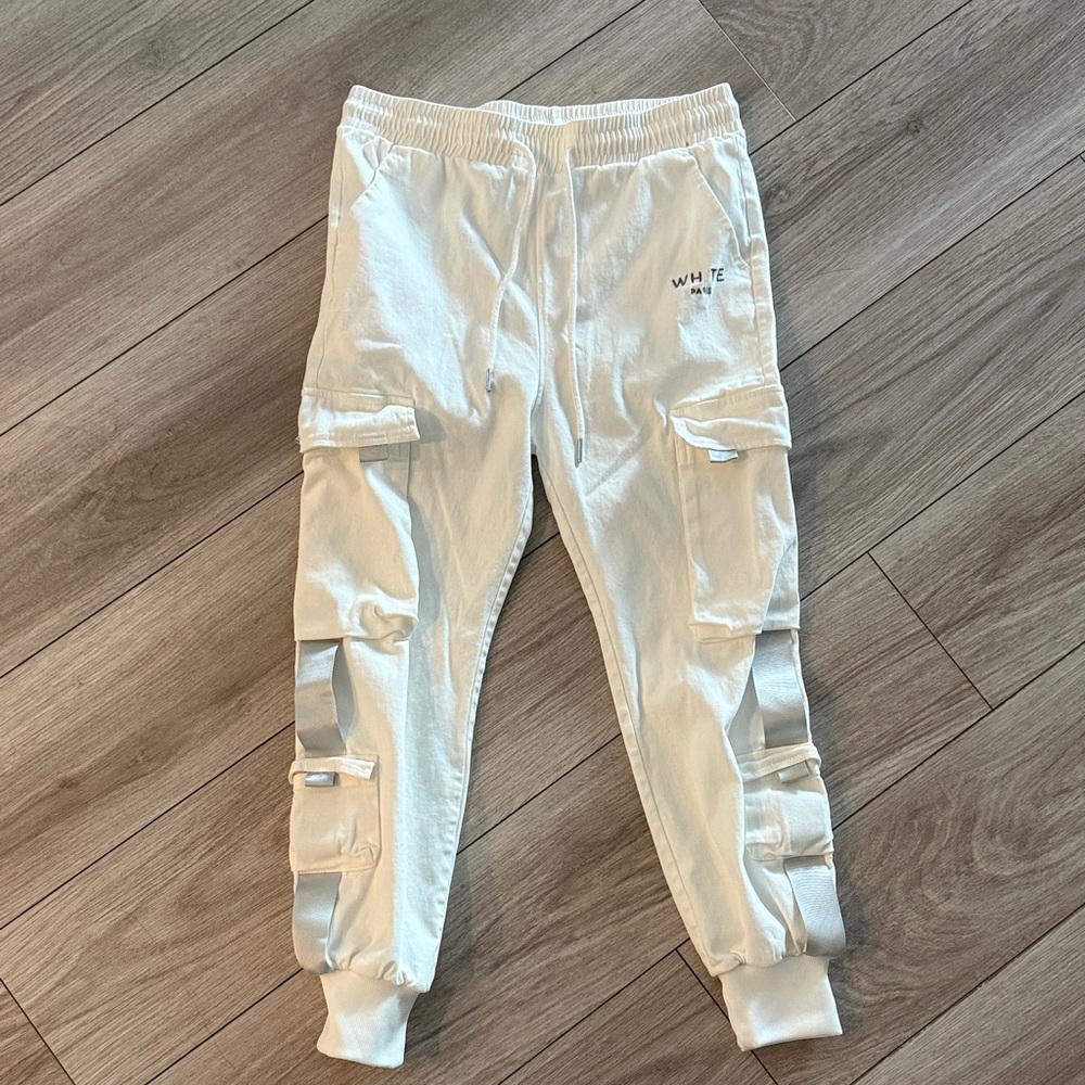 Stylish White Cargo Jogger Pants BLVCK